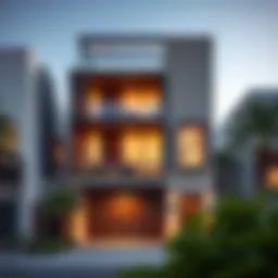 Stunning architectural facade of Bianca Townhouse showcasing modern design