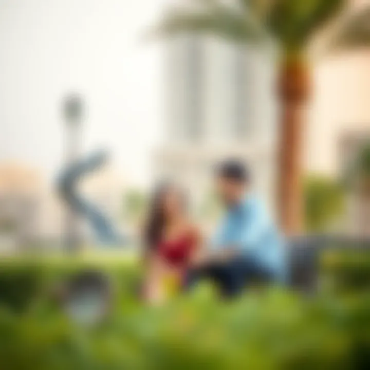 Couple enjoying a local park in Satwa, reflecting lifestyle options