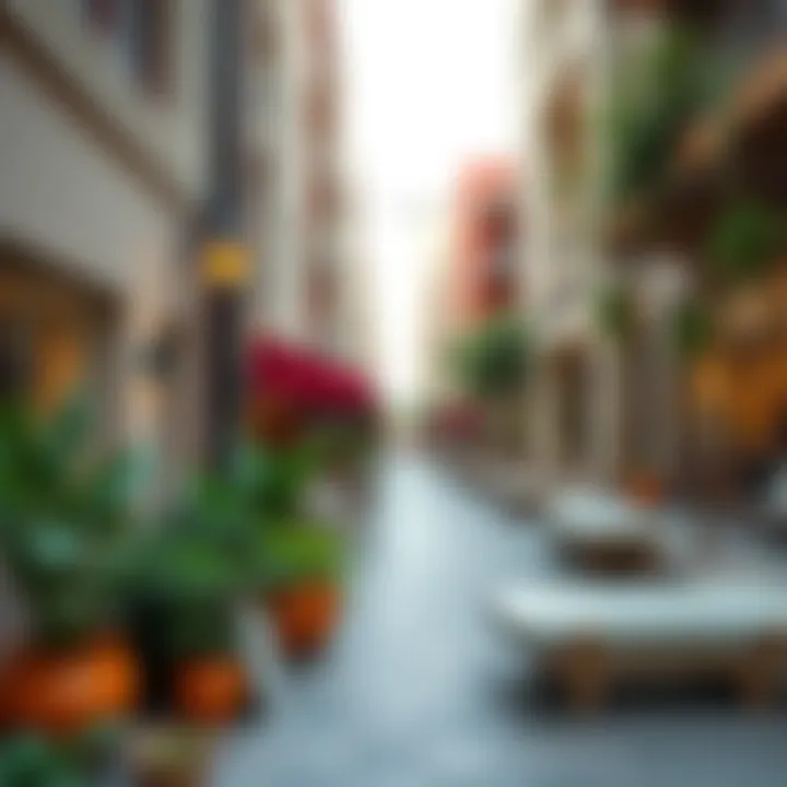 Vibrant neighborhood amenities surrounding couple accommodations