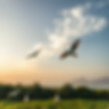 Avian Beauty Above Lake Khalid Birds soaring above the lush greenery surrounding Lake Khalid