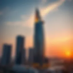 Stunning view of Noora Tower at sunset