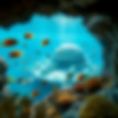 Marine Life and Urban Design Vibrant marine life surrounding a futuristic underwater city