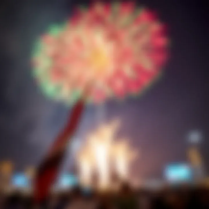 A close-up view of colorful fireworks bursting in the air, symbolizing national pride.