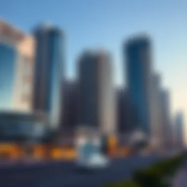 Commercial Real Estate Hub Business district in Dubai with commercial buildings
