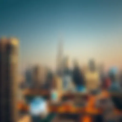 Skyline of Dubai showcasing iconic buildings
