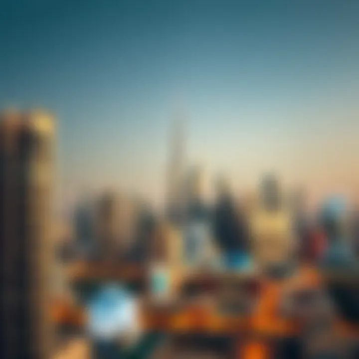 Skyline of Dubai showcasing iconic buildings