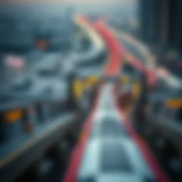 Aerial view of Dubai's Red Line Metro