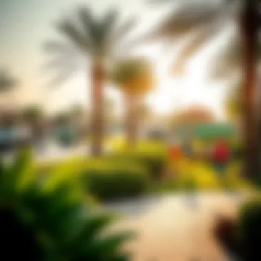 A community park featuring families enjoying recreational activities, emphasizing quality of life in Dubai neighborhoods
