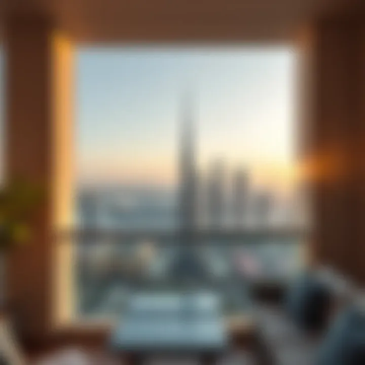 View of Dubai skyline from Savoy Hotel Apartments balcony