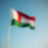 The UAE flag waving proudly against a clear blue sky