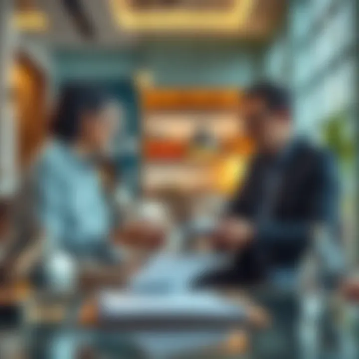 Two individuals discussing rental contract terms