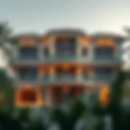 Luxurious mansion exterior view in Dubai