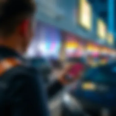 Visitor Using Parking App for Convenience Visitor utilizing parking app for Deira City Center Cinema